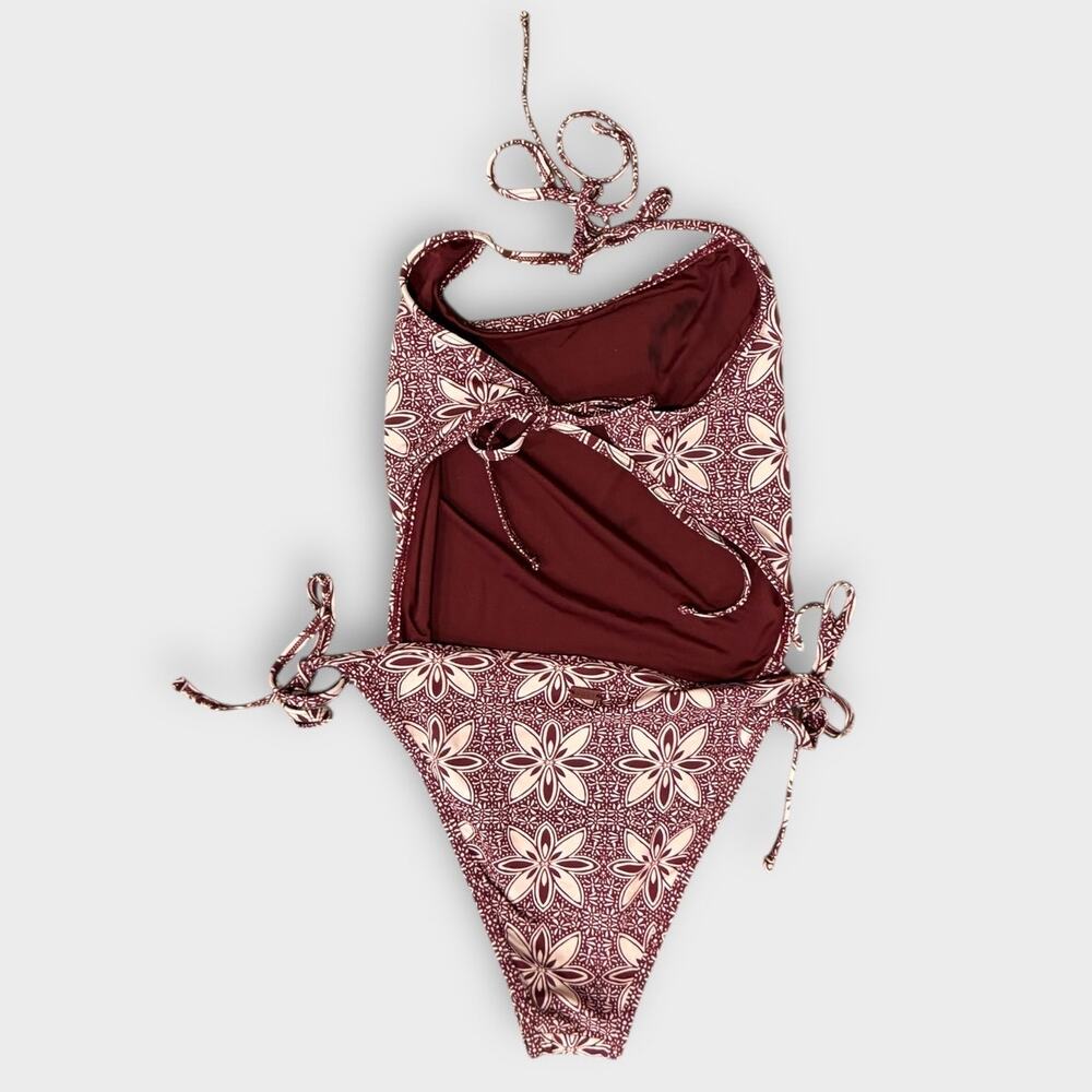 Roxy Batik Bloom Tie Front One Piece Swimsuit Size Large - Picture 6 of 12